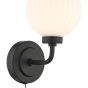 Alrik Bathroom Wall Light Matt Black and Opal Glass IP44