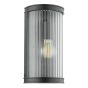 Anund Bathroom Wall Light Matt Black Ribbed Glass IP44