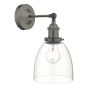 Arvin Industrial Wall Light Antique Chrome with Clear Glass Shade