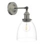 Arvin Industrial Wall Light Antique Chrome with Clear Glass Shade