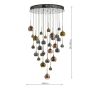 Aurelia 30lt Cluster Pendant Black Chrome & Copper/Bronze Glass 3M Drop