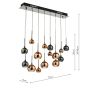 Aurelia 15 Light Bar Pendant Polished Black Chrome and Copper Glass