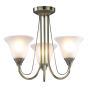 Boston 3 Light Semi-Flush Antique Brass and Opal Glass