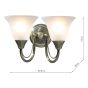 Boston 2 Light Wall Light Antique Brass and Opal Glass