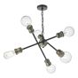 Brigade 6 Light Pendant Black & Antique Brass