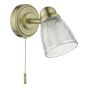 Cedric Bathroom Single Wall Spotlight Antique Brass Glass IP44