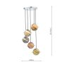 Cygnus 5 Light Cluster Pendant Polished Chrome and Planet Style Glass