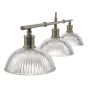 Dara 3 Light Bar Pendant Antique Brass and Ribbed Glass