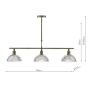 Dara 3 Light Bar Pendant Antique Brass and Ribbed Glass