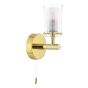 Elba Bathroom Wall Light Polished Gold and Glass IP44
