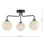Feya 3 Light Semi Flush Matt Black With Opal Glass