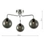 Feya 3 Light Semi Flush Polished Chrome With Smoked Glass