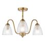 Glynis 3 Light Semi-Flush Antique Bronze and Ribbed Glass