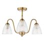 Glynis 3 Light Semi-Flush Antique Bronze and Ribbed Glass