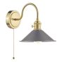 Hadano Wall Light Natural Brass and Pewter Metal Shade 18cm