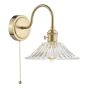 Hadano Wall Light Natural Brass and Clear Flared Glass Shade