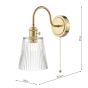 Hadano Wall Light Natural Brass and Clear Ribbed Glass Shade