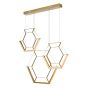 Hexagon 3 Light Pendant Gold LED