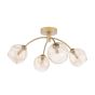Izzy 4 Light Semi-Flush Matt Gold With Organic Amber Glass