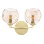 Izzy 2 Light Wall Light Matt Gold With Organic Amber Glass