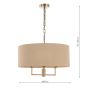 Jamelia 3 Light Shadelier Antique Brass Taupe Shade