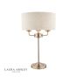 Laura Ashley Sorrento 3 Light Table Lamp Satin Nickel and Natural With Shade