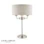 Laura Ashley Sorrento 3 Light Table Lamp Satin Nickel and Natural With Shade