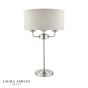 Laura Ashley Sorrento 3 Light Table Lamp Satin Nickel and Natural With Shade