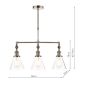 Laura Ashley Isaac 3lt Bar Pendant Satin Nickel Glass