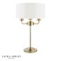 Laura Ashley Sorrento 3 Light Table Lamp Antique Brass and Ivory With Shade