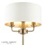 Laura Ashley Sorrento 3 Light Table Lamp Antique Brass and Ivory With Shade