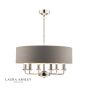 Laura Ashley Sorrento 6 Light Shadelier Polished Nickel and Grey With Shade