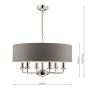 Laura Ashley Sorrento 6 Light Shadelier Polished Nickel and Grey With Shade
