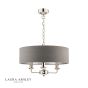 Laura Ashley Sorrento 3 Light Shadelier Polished Nickel and Grey With Shade