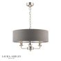 Laura Ashley Sorrento 3 Light Shadelier Polished Nickel and Grey With Shade