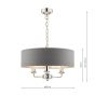 Laura Ashley Sorrento 3 Light Shadelier Polished Nickel and Grey With Shade