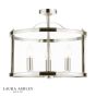 Laura Ashley Harrington 3 Light Semi-Flush Polished Nickel and Glass