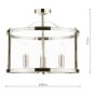 Laura Ashley Harrington 3 Light Semi-Flush Polished Nickel and Glass