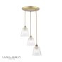 Laura Ashley Callaghan 3 Light Pendant Matt Antique Brass and Ribbed Glass