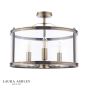 Laura Ashley Harrington 3 Light Semi-Flush Antique Brass and Glass