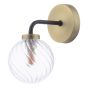 Lainey Wall Light Matt Black and Antique Brass With Twisted Glass