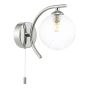 Nakita Wall Light Polished Chrome With Clear Hammered Glass