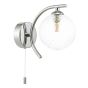 Nakita Wall Light Polished Chrome With Clear Hammered Glass