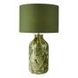 Nuria Table Lamp Green Art Glass and Antique Brass With Shade