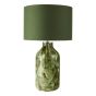 Nuria Table Lamp Green Art Glass and Antique Brass With Shade