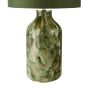 Nuria Table Lamp Green Art Glass and Antique Brass With Shade