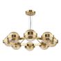 Ophira 8 Light Pendant Antique Gold and Amber Ribbed Glass