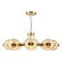Ophira 8 Light Pendant Antique Gold and Amber Ribbed Glass
