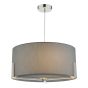 Santino Pendant Satin Chrome With Grey Cotton Shade
