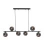 Spiral 6 Light Bar Pendant Matt Black With Black Confetti Glass